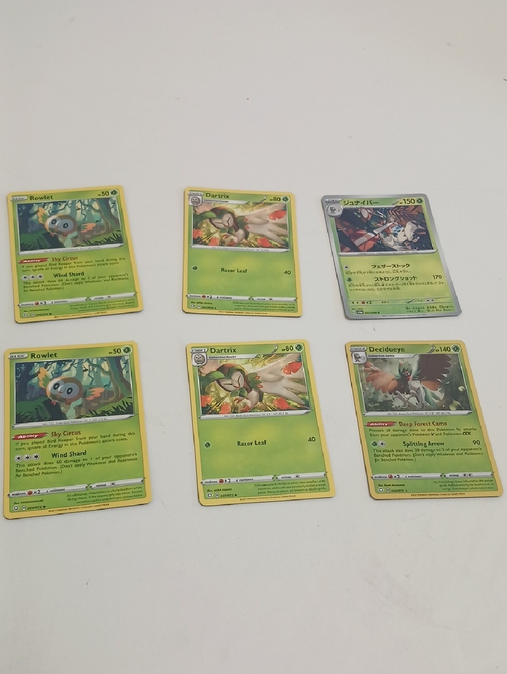 Pokémon TCG Grass Pokémon Card Lot - Rowlet, Dartrix, Decidueye (Green)